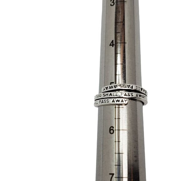 This too Shall Pass Away Ring Adjustable Cuff Ring Silver - Picture 3 of 3